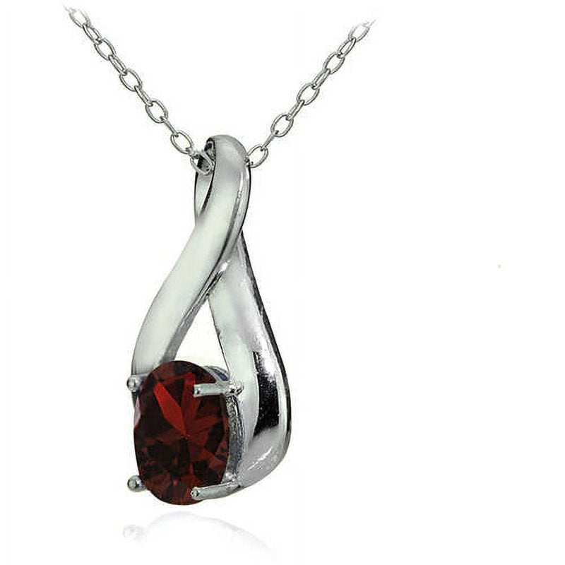 Garnet Sterling Silver Infinity Necklace - 18-Inch Chain