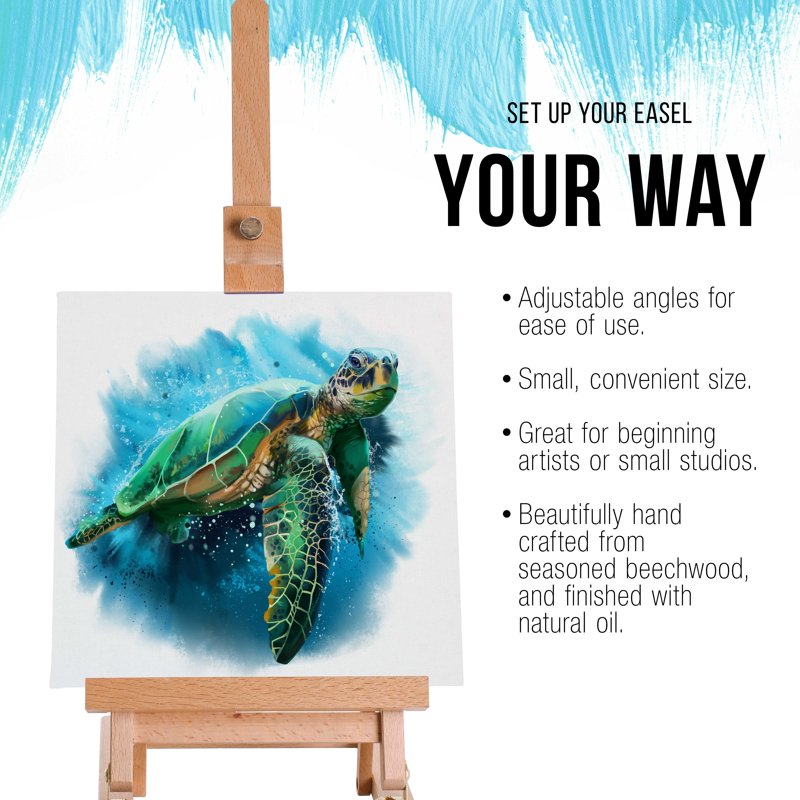 Small Wooden Tabletop Artist Easel with Adjustable Beechwood for Canvas up to 16"
