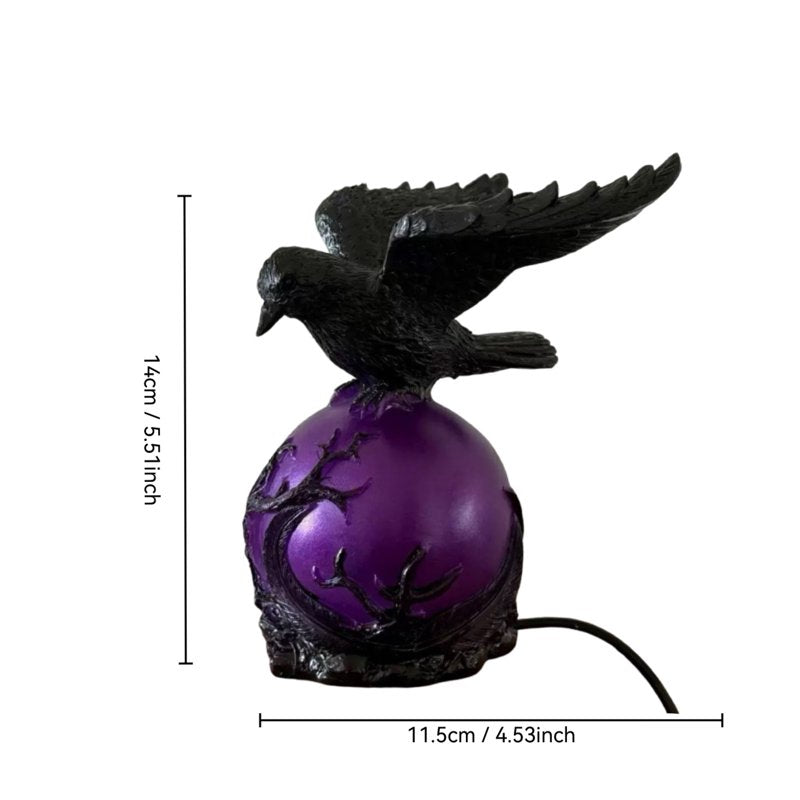 Gothic Crow LED Light Sculpture Desk Lamp Halloween Bedroom Decor