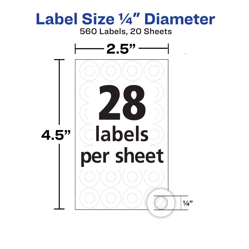 Reinforcement Stickers 1/4 Inch for Punched Paper, 560 Pack - Self-Adhesive White Circles