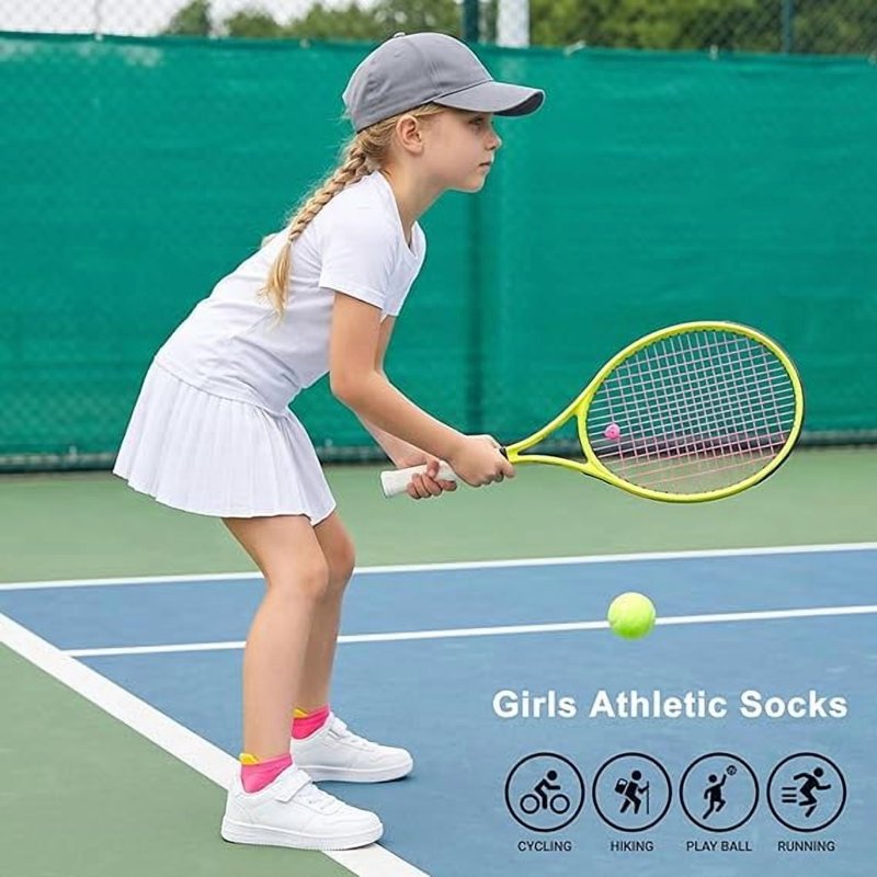GENTABY 12 Pairs Girls Cotton Ankle Socks – Mixed Color, 4-7 Years (Variation 01)