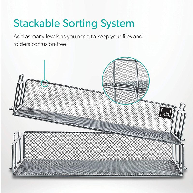 2-Tier Mesh Desk Organizer for Office Supplies - Silver