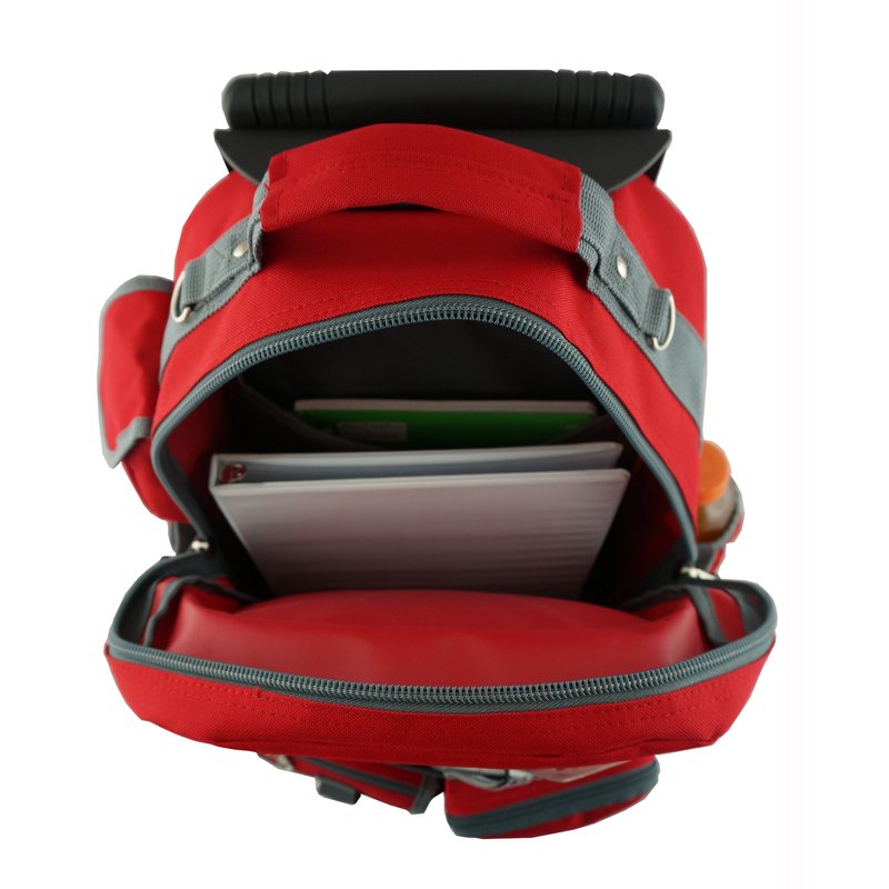 Heavy Duty Rolling School Backpack with Multiple Pockets, Water-Resistant, Red