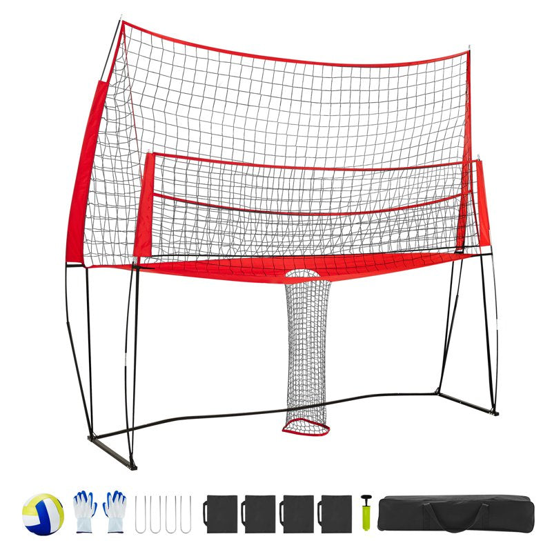 Volleyball Training Net System with Adjustable Height & Ball Return - Indoor & Outdoor Practice Equipment