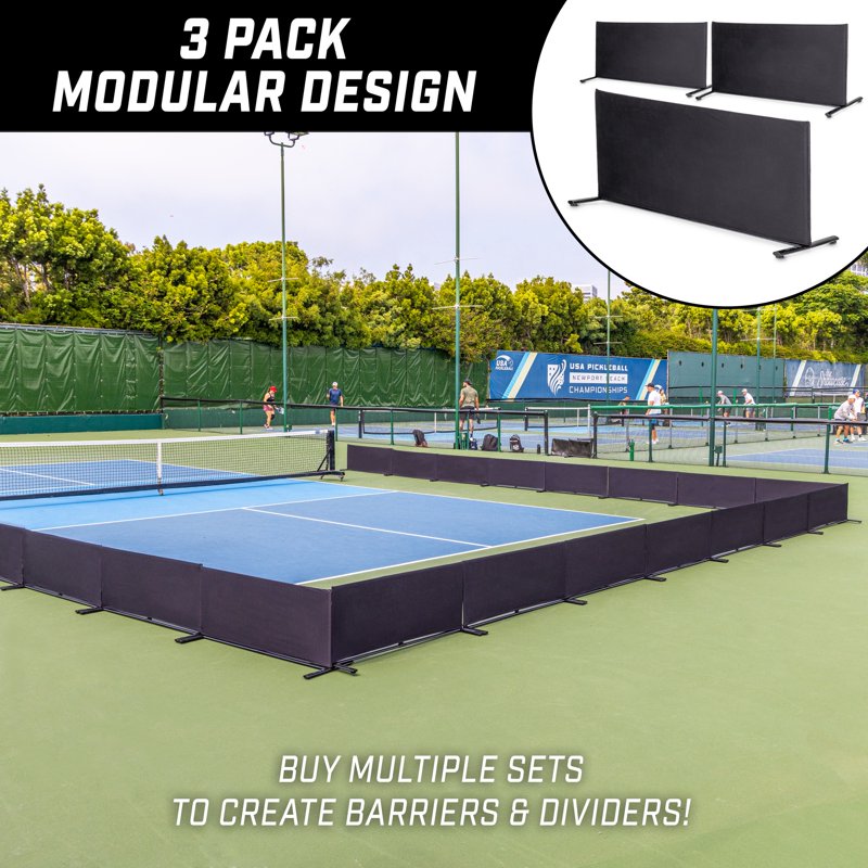 Pickleball Court Barriers 3 Pack - Portable PVC Court Dividers for Tennis & Sports
