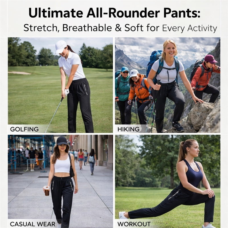Women’s Stretch Active Pants with Moisture-Wicking Fabric Comfortable Summer Workout Pants