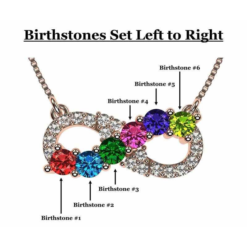 Personalized Infinity Birthstone Necklace for Women - 10k Rose Gold Plated Jewelry Gift