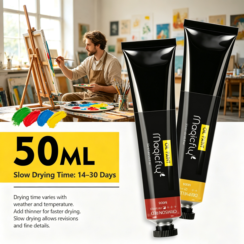 Professional Oil Paint Set - 20 Vibrant Colors in 50ml Tubes for Artists & Hobbyists