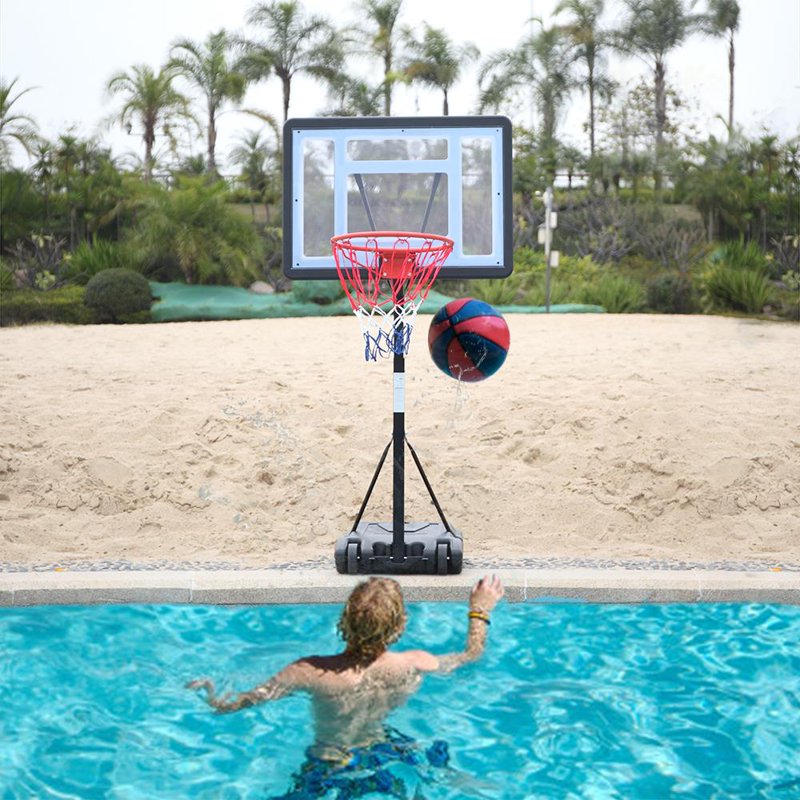 Portable Pool Basketball Hoop with Adjustable Height for Indoor & Outdoor Play
