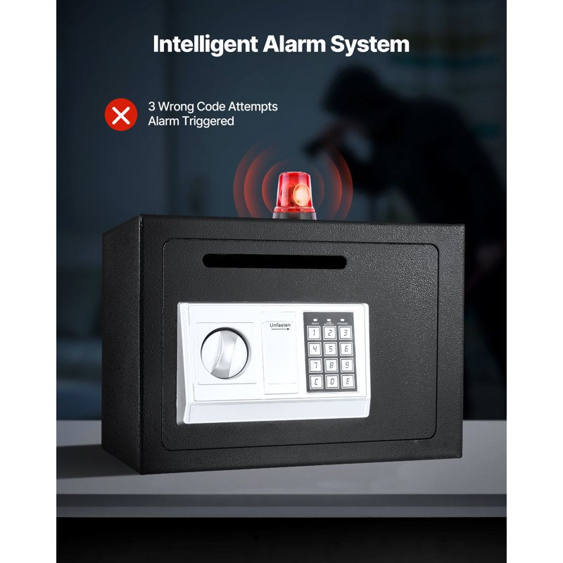Digital Drop Slot Safe Box with Alarm, Durable Carbon Steel Security Deposit Container
