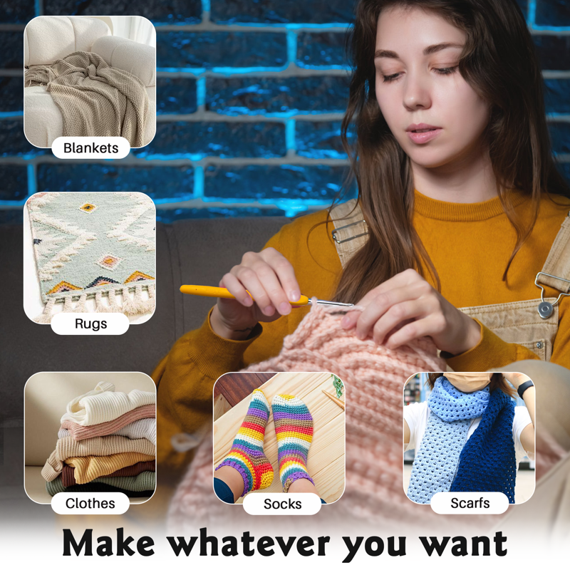 Crochet Kit for Beginners Adults 73PCS with Yarn & Tote Bag - DIY Craft Set