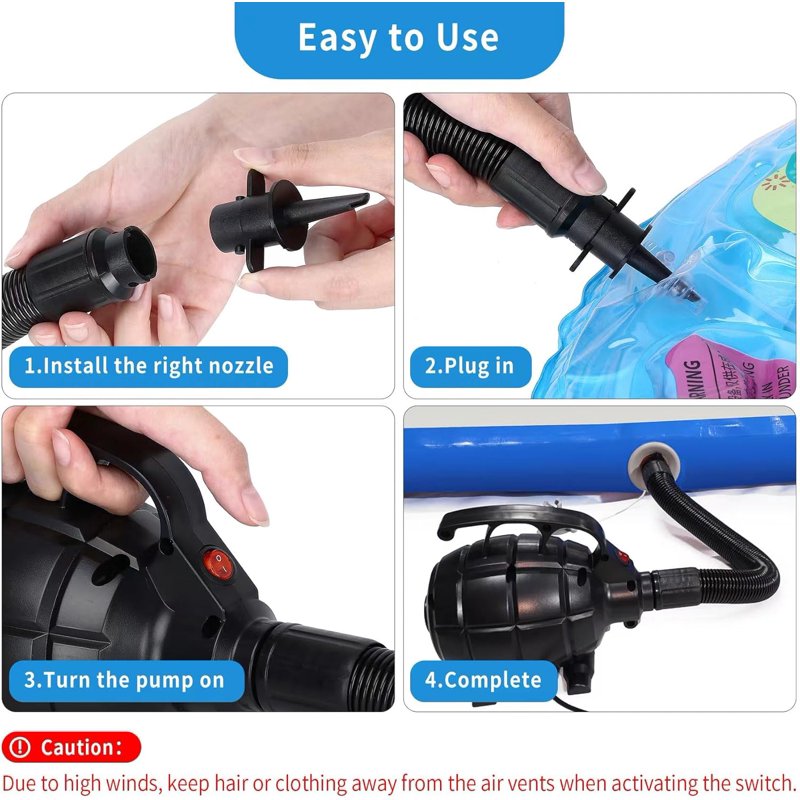 600W Electric Air Pump for Inflatables, Air Mattress, Pool Toy, Raft, Boat