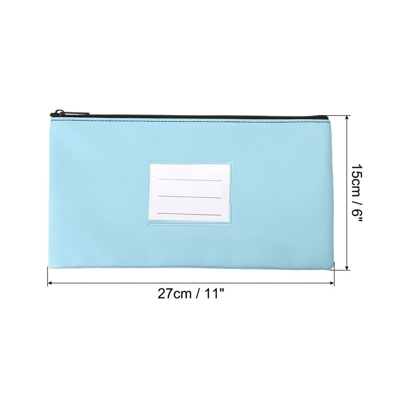 11x6 Inch Money Deposit Bag with Zipper - Leatherette Cash Pouch Set, Multiple Colors