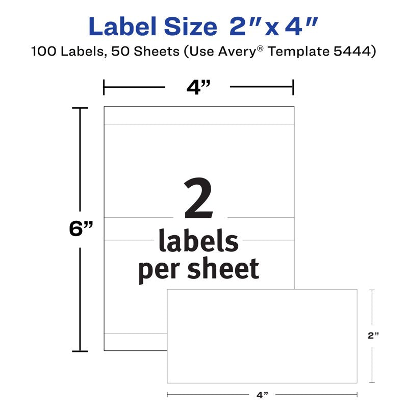 All-Purpose Removable Labels Pack - 2 x 4 Inches, 100 Labels