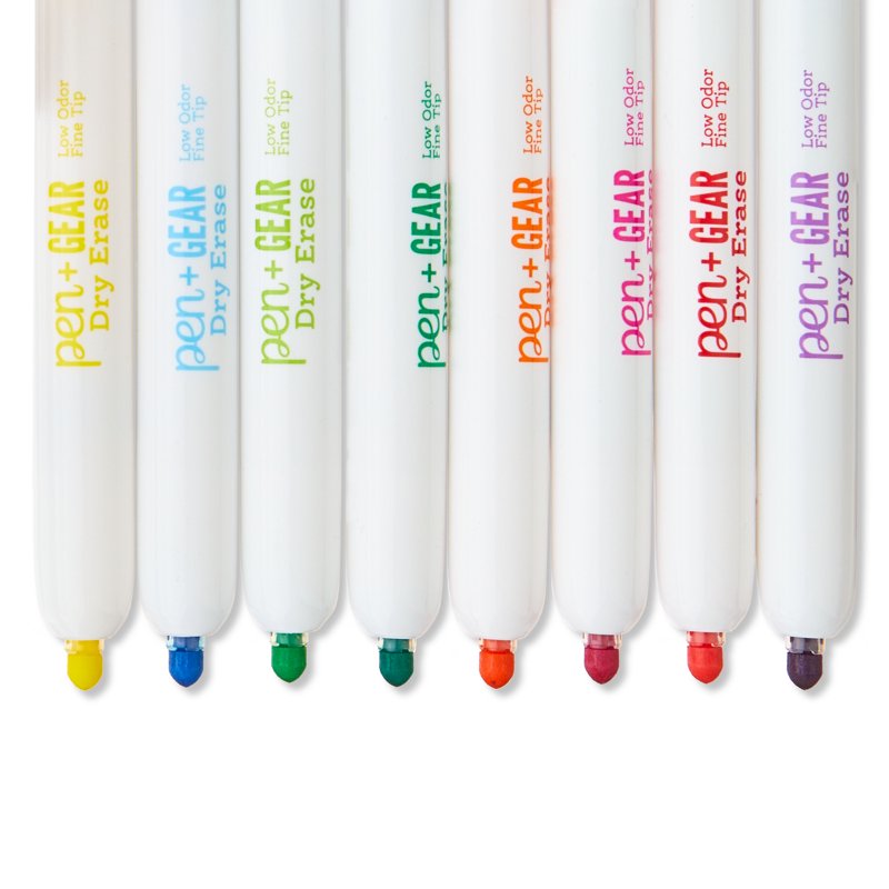 16-Count Fine Point Low-Odor Dry Erase Markers - Vibrant Colors, Retractable