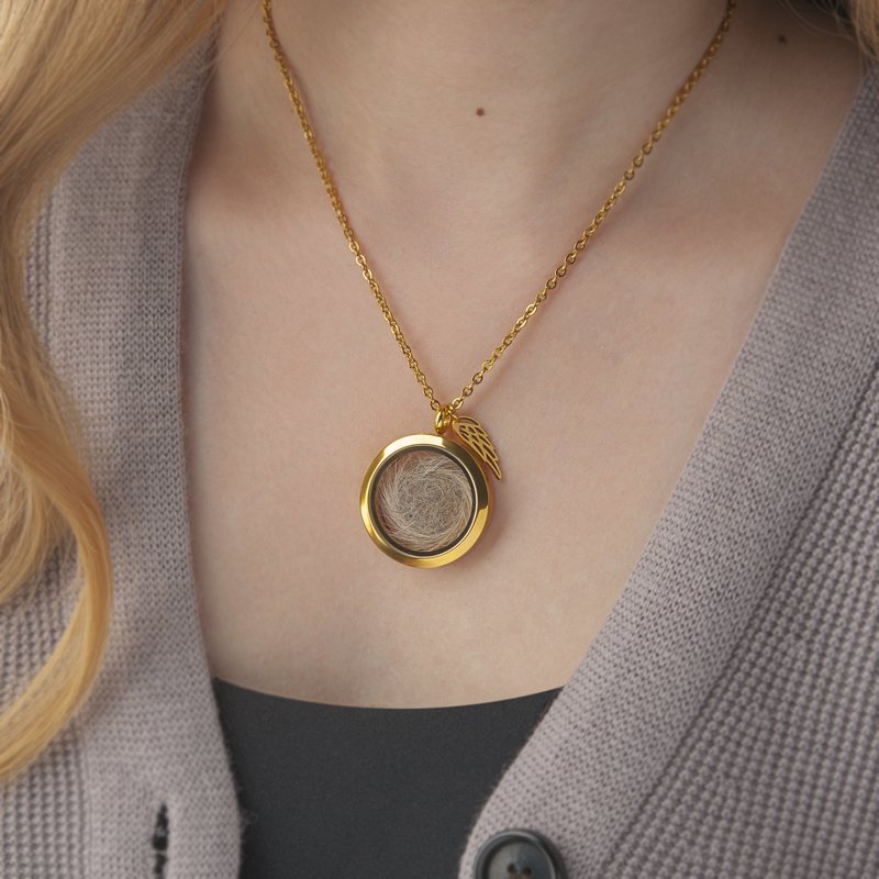 Memory Locket Charms Necklace with Photo & Wing Options - Handmade Silver & Gold Pendant