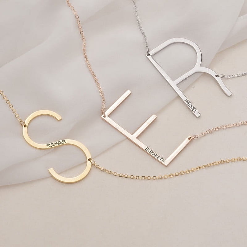 Personalized Initial Letter Necklace with Custom Engraving for Women