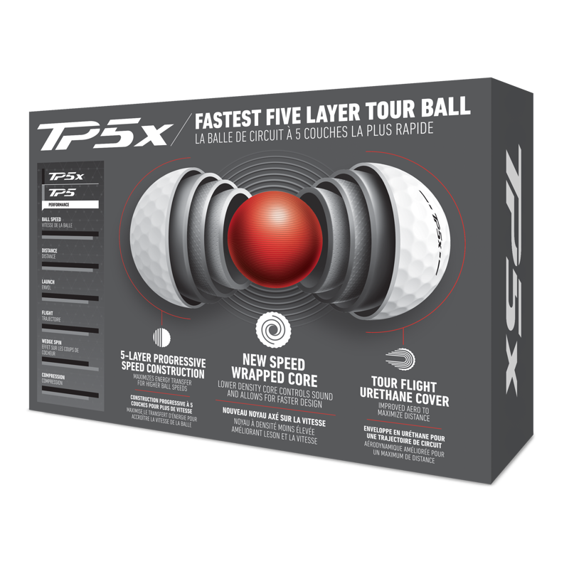 TaylorMade TP5x Golf Balls 12 Pack 2025 White - Tour Performance