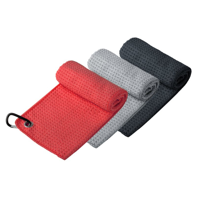 Microfiber Golf Towels Set with Carabiner & Hook Loop, 3 Pack, 16x16 Inches