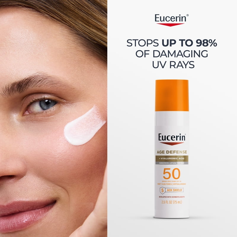 SPF 50 Face Sunscreen Lotion with Hyaluronic Acid - Youthful Skin Support