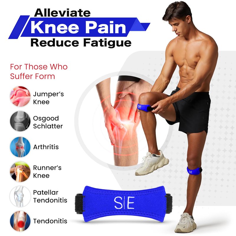 Adjustable Knee Support Strap with Compression Pad for Pain Relief & Stability