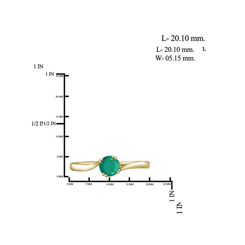 Emerald Birthstone Ring 0.45 Carat 14K Gold Plated Silver Jewelry for Women