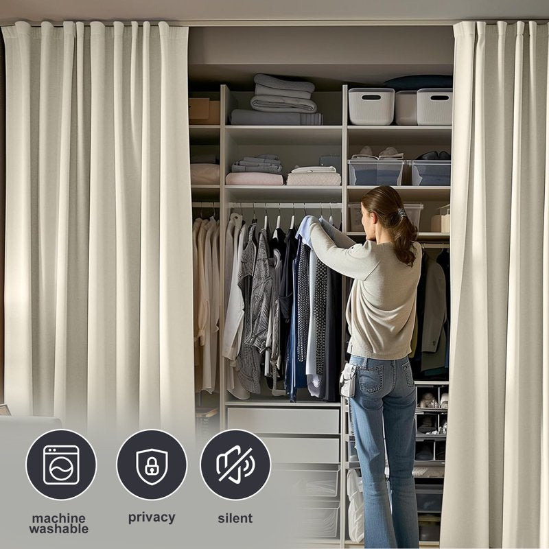 Room Divider Curtain Set with Ceiling Track - Blackout Privacy Divider