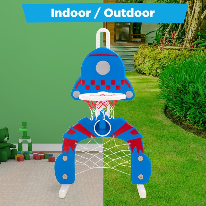 Toddler 3-in-1 Indoor Outdoor Basketball Hoop Playset - Adjustable Height