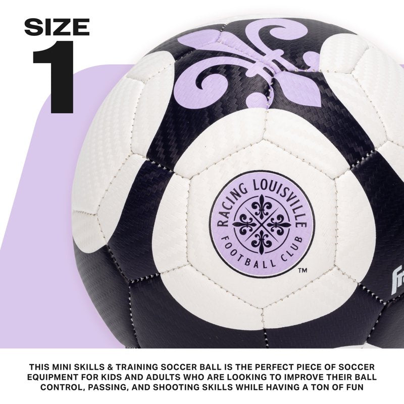 Official NWSL Mini Size 1 Soccer Ball with Racing Louisville FC Variation - Kids & Adults