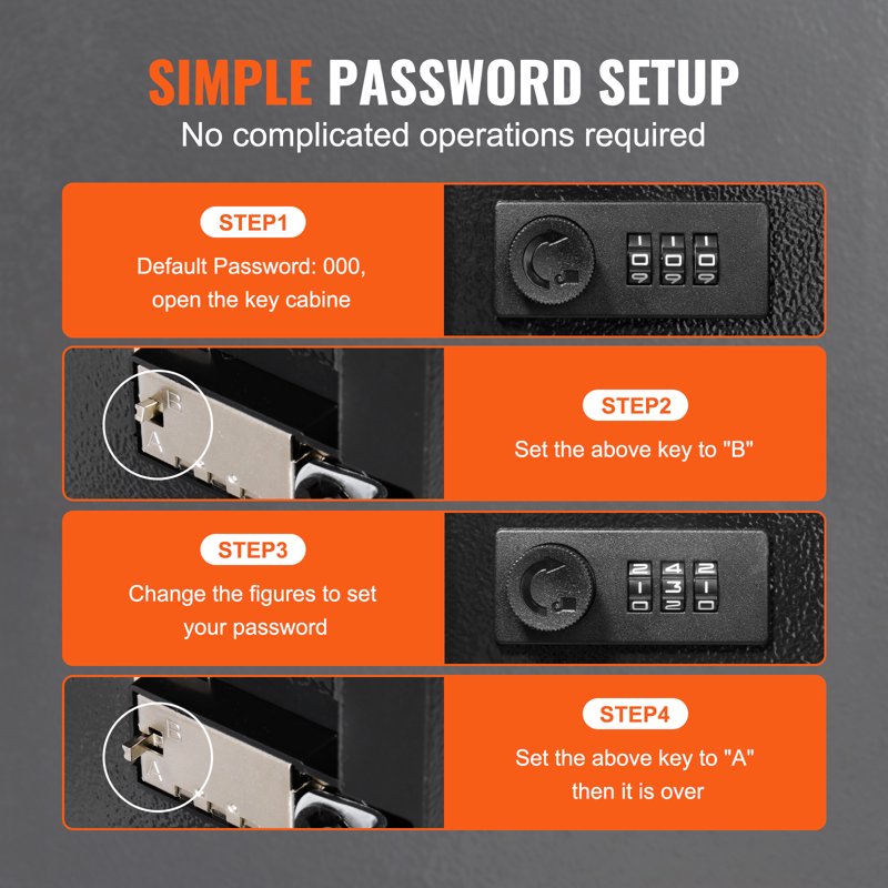48-Key Cabinet Safe with Combination Lock and Adjustable Racks