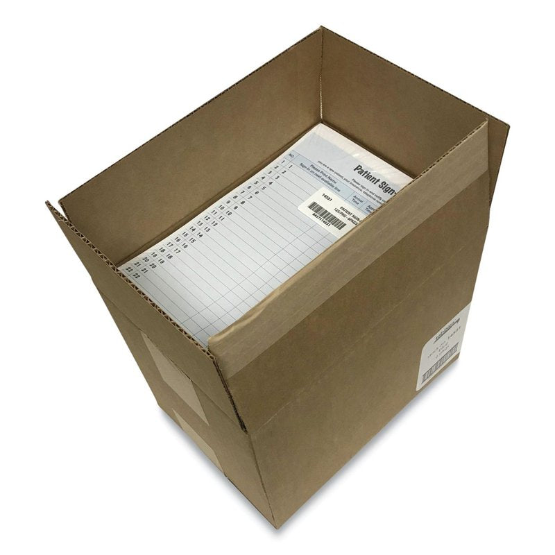 Blue 2-Part Carbon Patient Sign-In Label Forms - 8.5 x 11.63 Inches, 125 Sheets