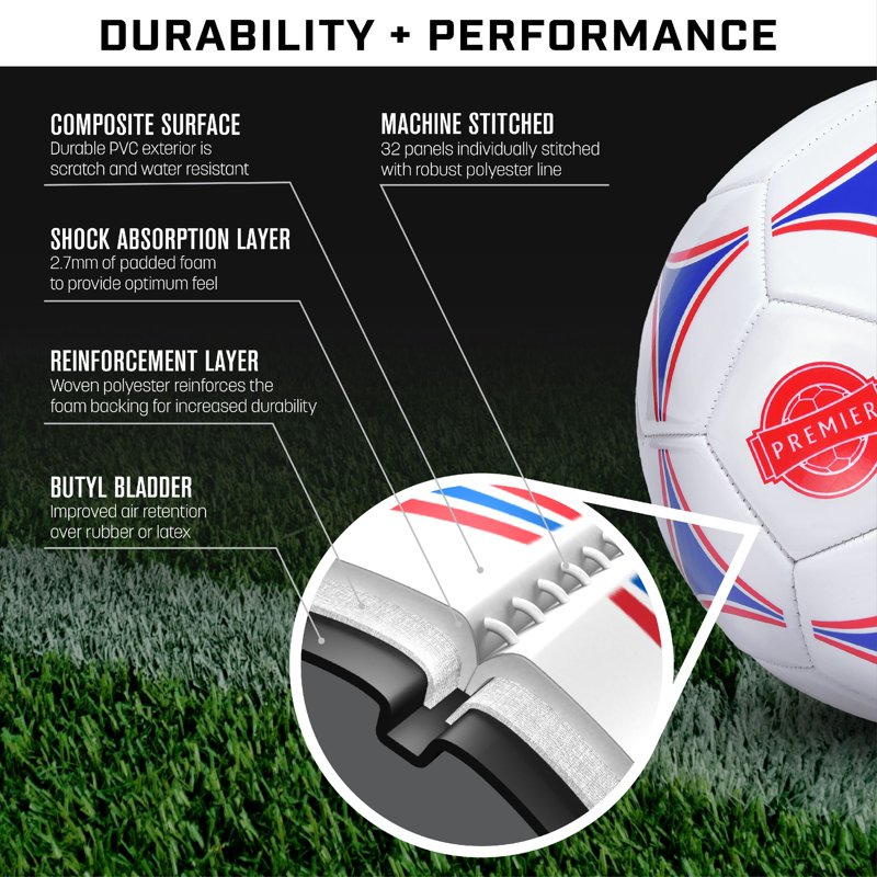 GoSports Premier Soccer Ball with Premium Pump - Size 3 (Variation: 3) 6 Pack