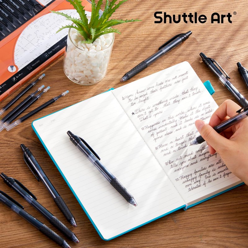 Retractable Black Gel Pen Set with Refills - Smooth Writing & Comfortable Grip