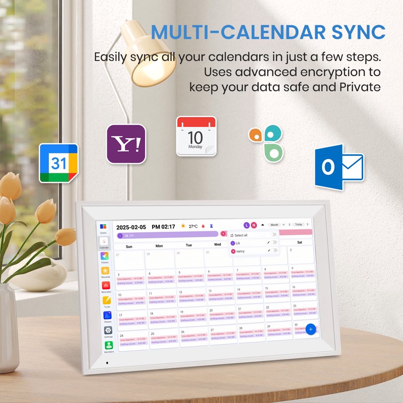 15.6 Inch Touchscreen Digital Wall Calendar & Chore Chart for Family Organization