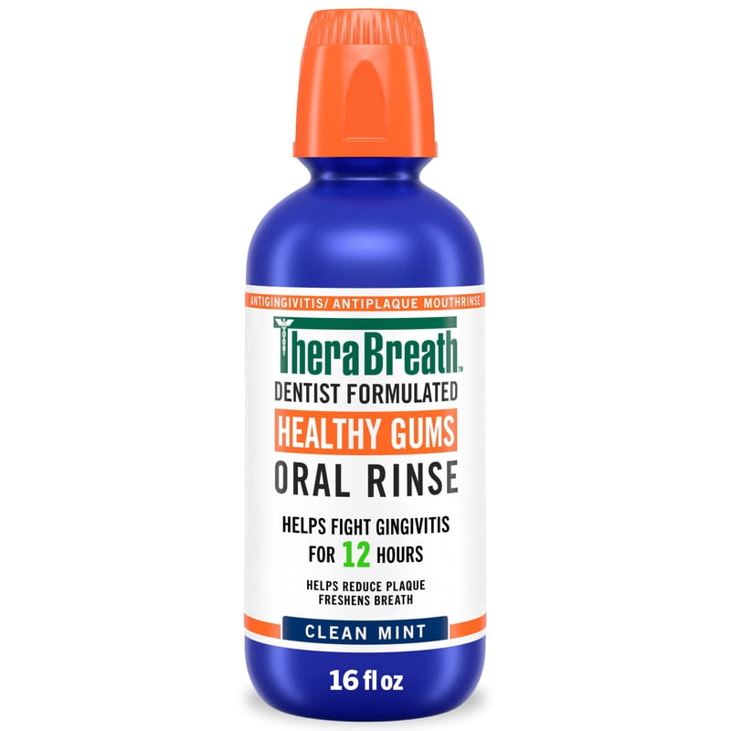 TheraBreath Healthy Gums Mouthwash - Antigingivitis Oral Rinse, Clean Mint, 16 fl oz, Pack of 3