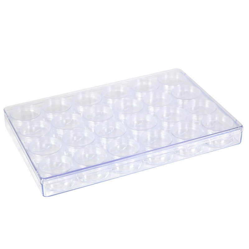 Plastic Bead Storage Case with 24 Removable Jars - Clear Craft Organizer