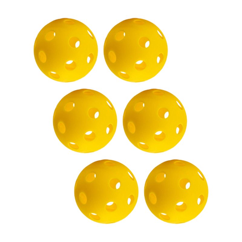Yellow 6pcs Indoor Pickleball Balls - 26-Hole Hollow Sanctioned Tournament Balls