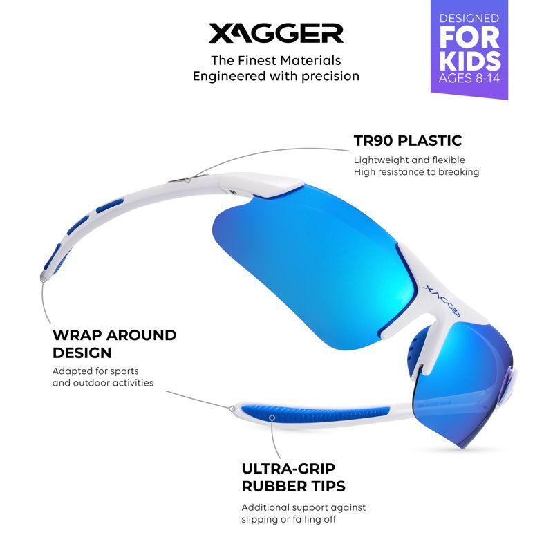 Kids Sports Polarized Sunglasses UV400 Protection TR90 Frame for Boys Girls Age 8-14