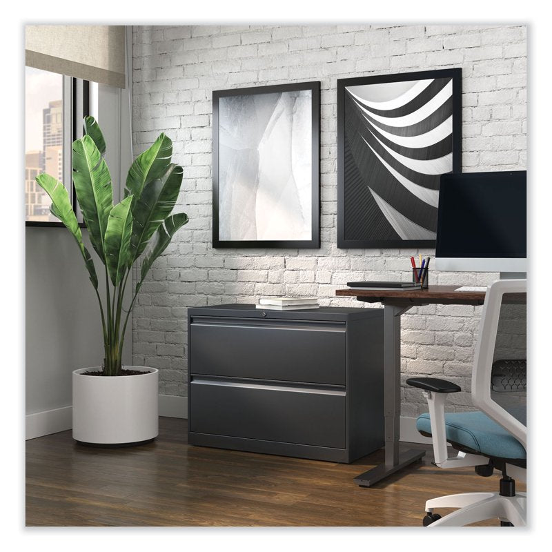 Alera 2-Drawer Lateral File Cabinet with Anti-Tip System - Charcoal, Black, Gray, Putty