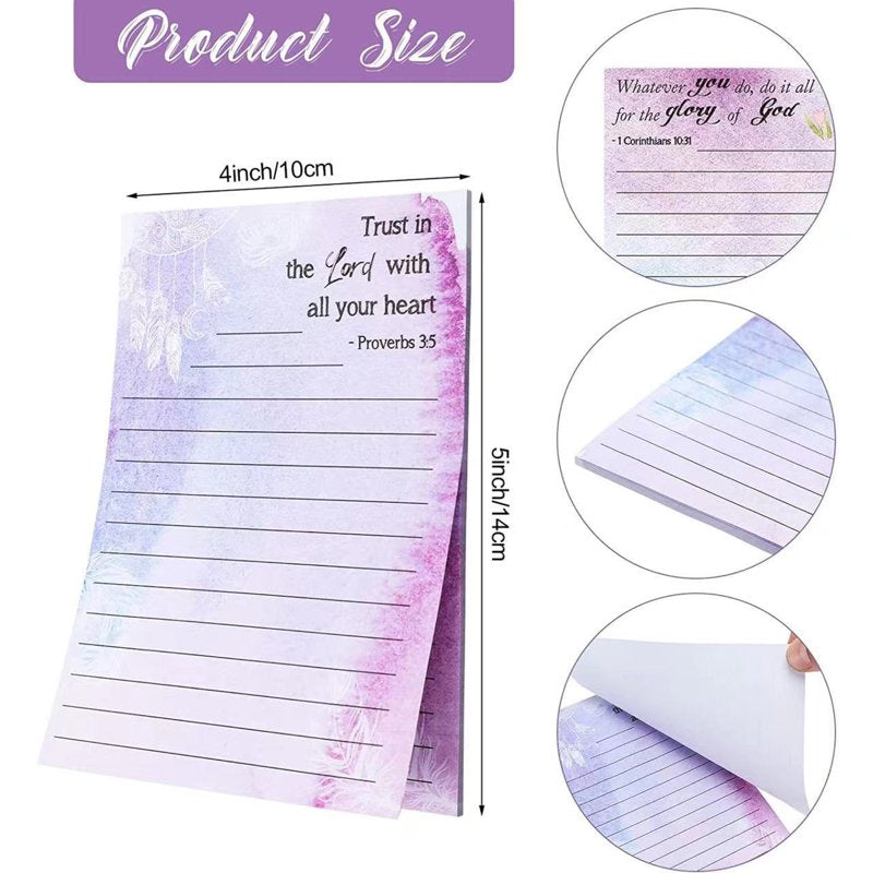 Christian Notepads 8 Pack Inspirational Floral Design Sticky Notes Religious Quotes 4x5.5 Inch
