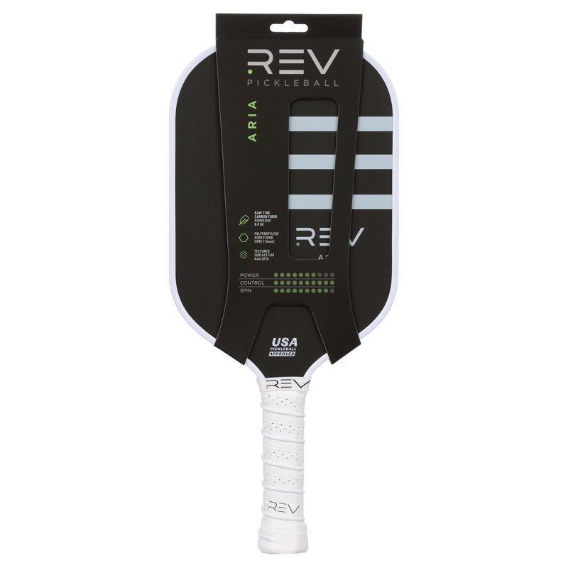 (2 Pack) REV Aria Pickleball Paddle – Raw T700 Carbon Fiber Face, 16mm Polypropylene Core