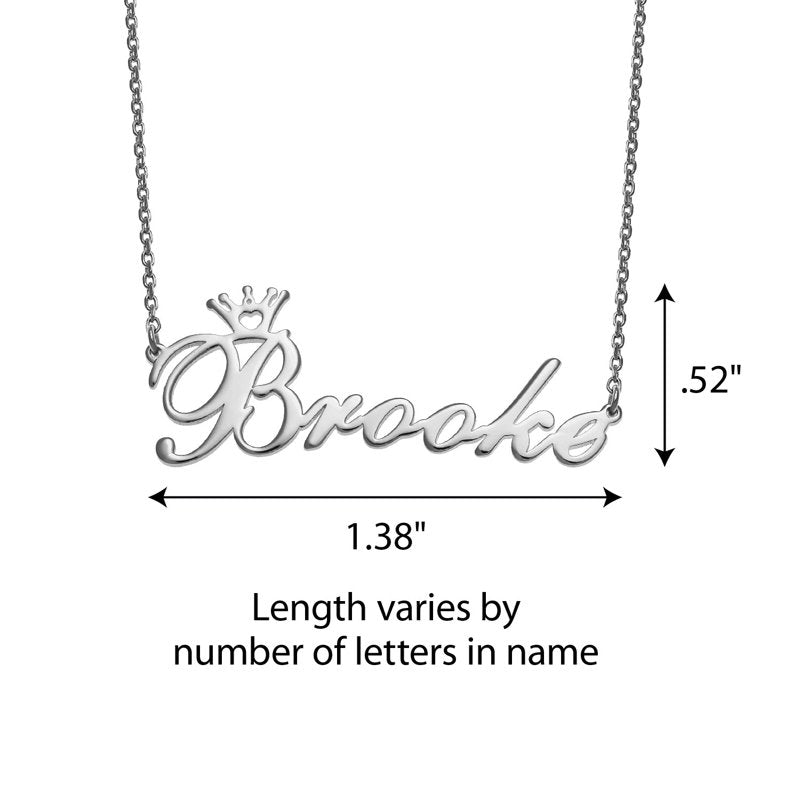 Personalized Girls Sterling Silver or Gold Over Silver Name Necklace - Princess Script