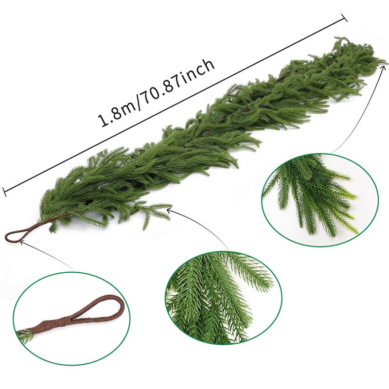 6ft Artificial Christmas Garland with Pine Needles for Holiday Decor