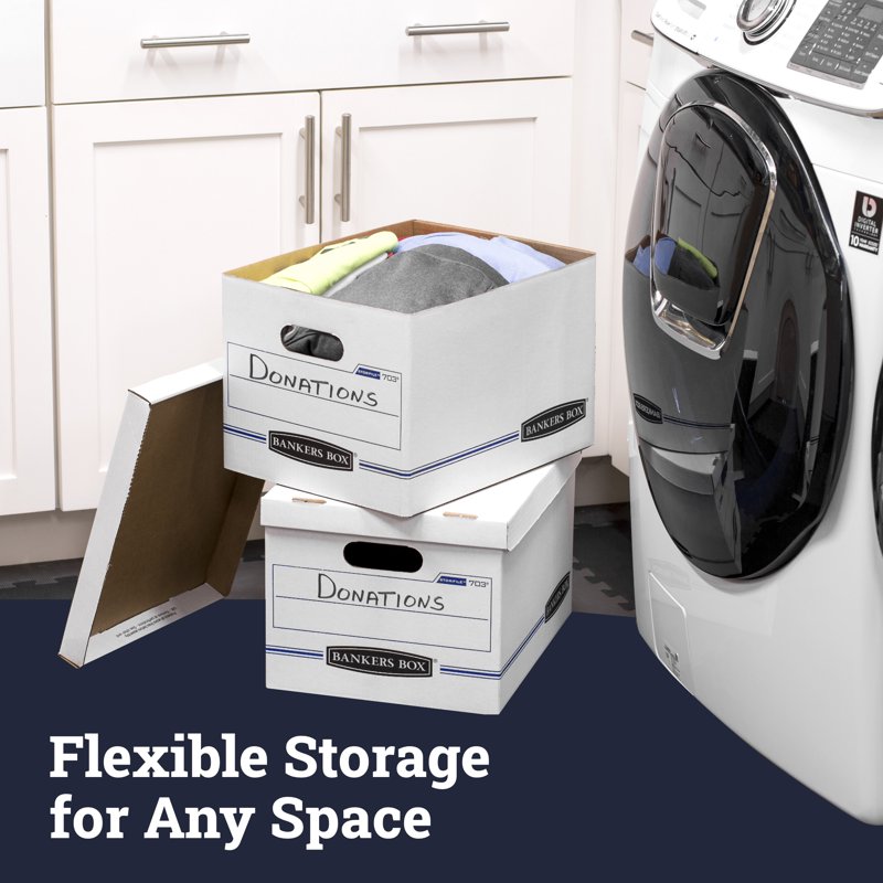 Letter & Legal Size Storage Box Pack of 4 White Office Organization