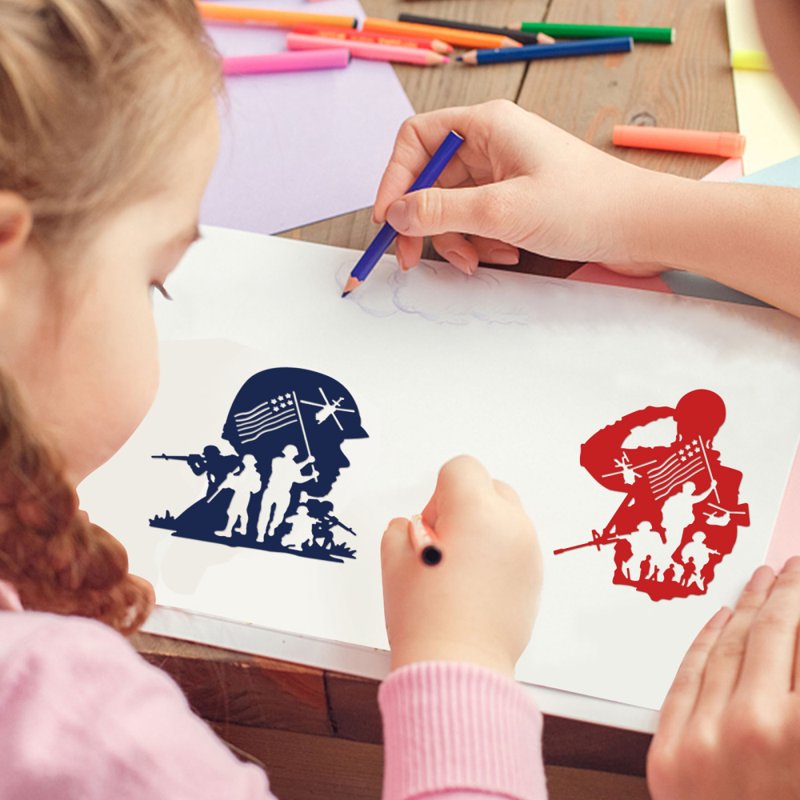 American Soldier Metal Die Cutting Stencil for Scrapbooking DIY Crafts - 2PCS