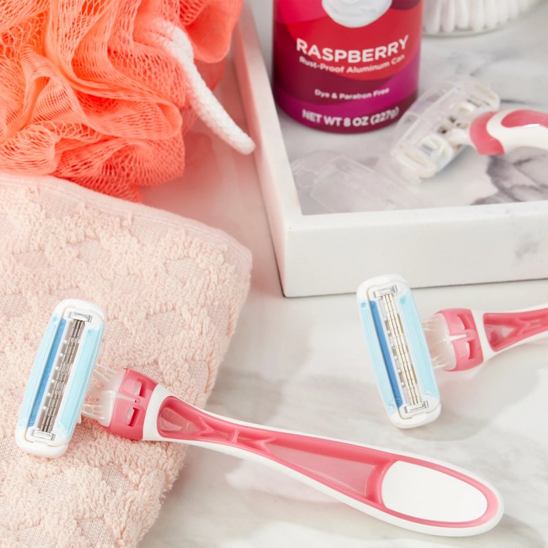 Disposable Women's 3-Blade Sensitive Razors with Moisturizing Surround - Pink, Pack of 6