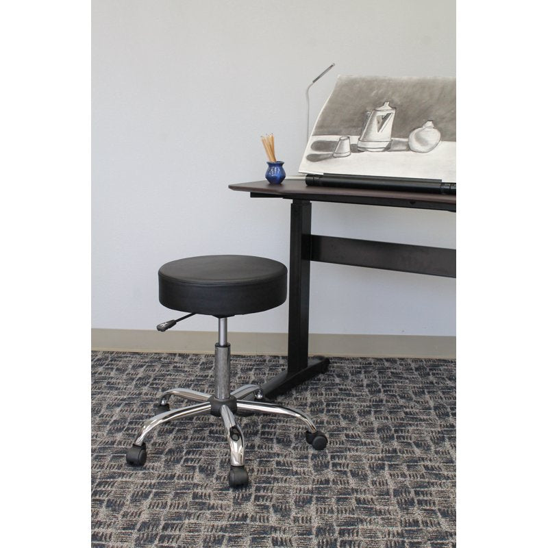 Medical Stool with Vinyl Upholstery & Adjustable Height - Black