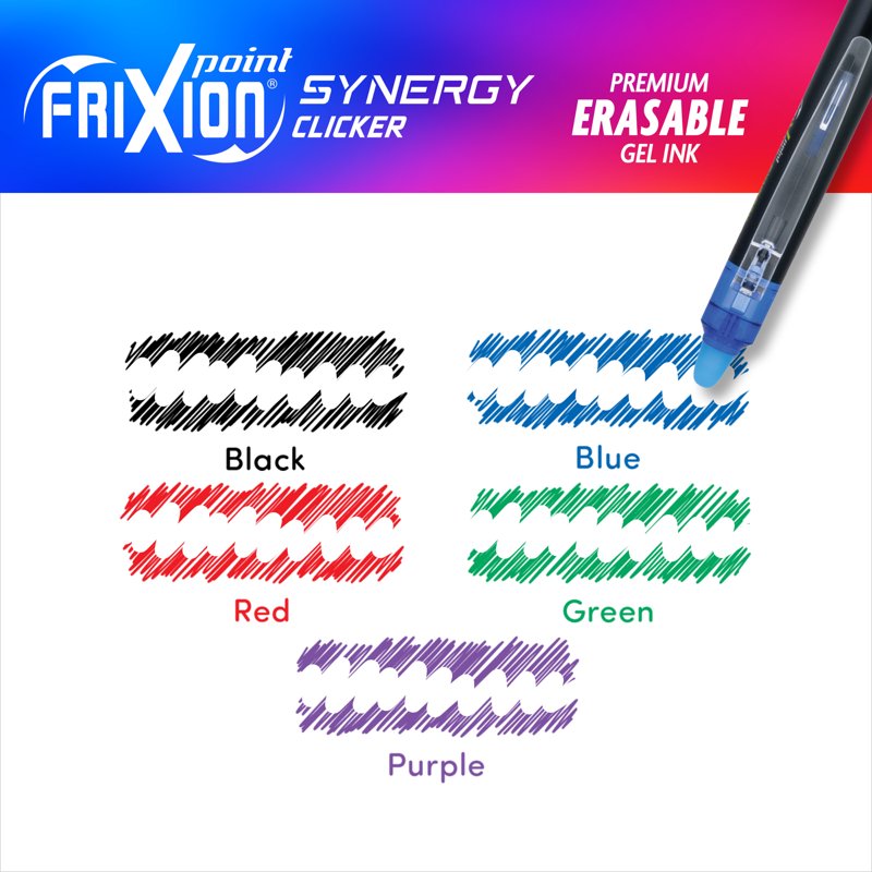 Erasable Gel Pen Set - Extra Fine Point, Assorted Ink, 5 Count