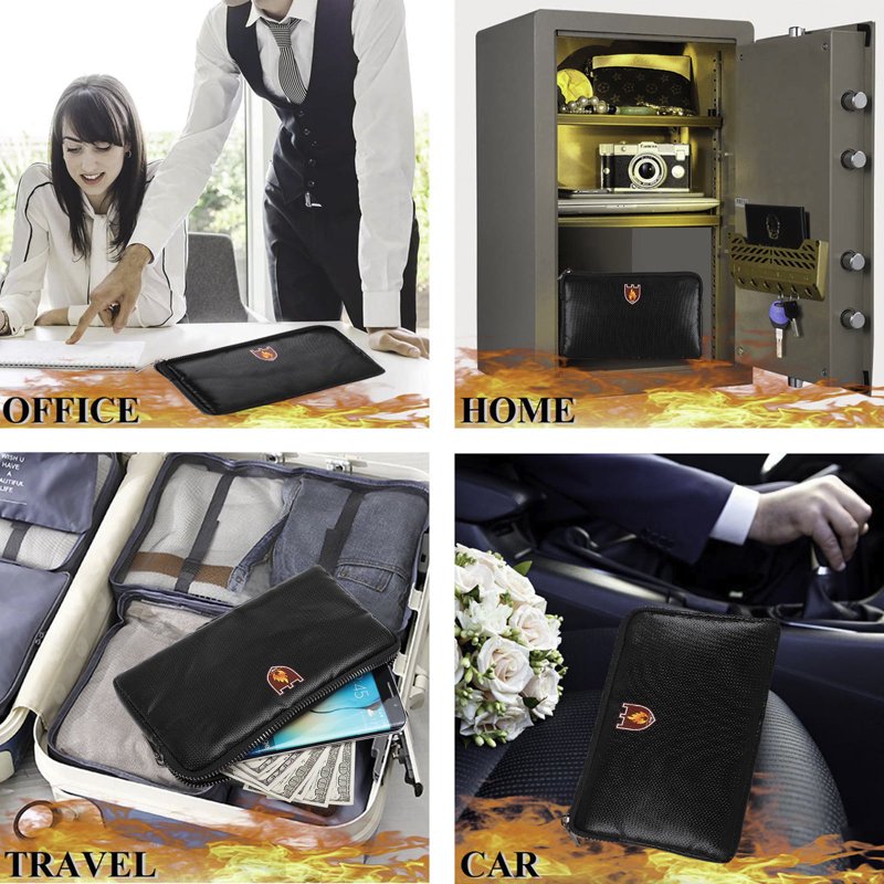 Fireproof Waterproof Document Bag for Cash, Passports & Valuables - 8.2x4.7 Inches