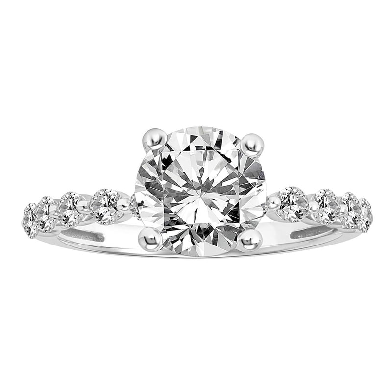3 Carat White Sapphire Engagement Ring in Sterling Silver - Glacial Gem Style